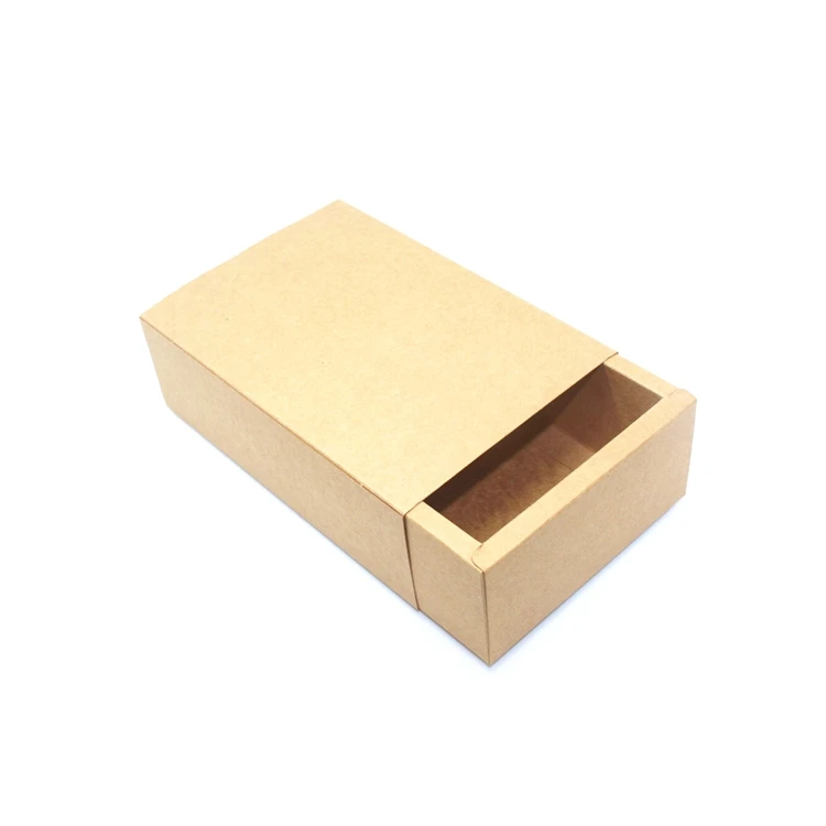 Recycled kraft paper box brown nature color custom clothing packaging sliding open gift boxes with drawer and sleeve
