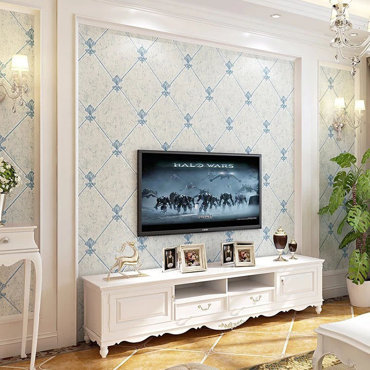 Simple European 3D Wallpaper Soft Package Flocking Living Room Bedroom Non-woven Wallpaper TV Background Wallpaper Decoration