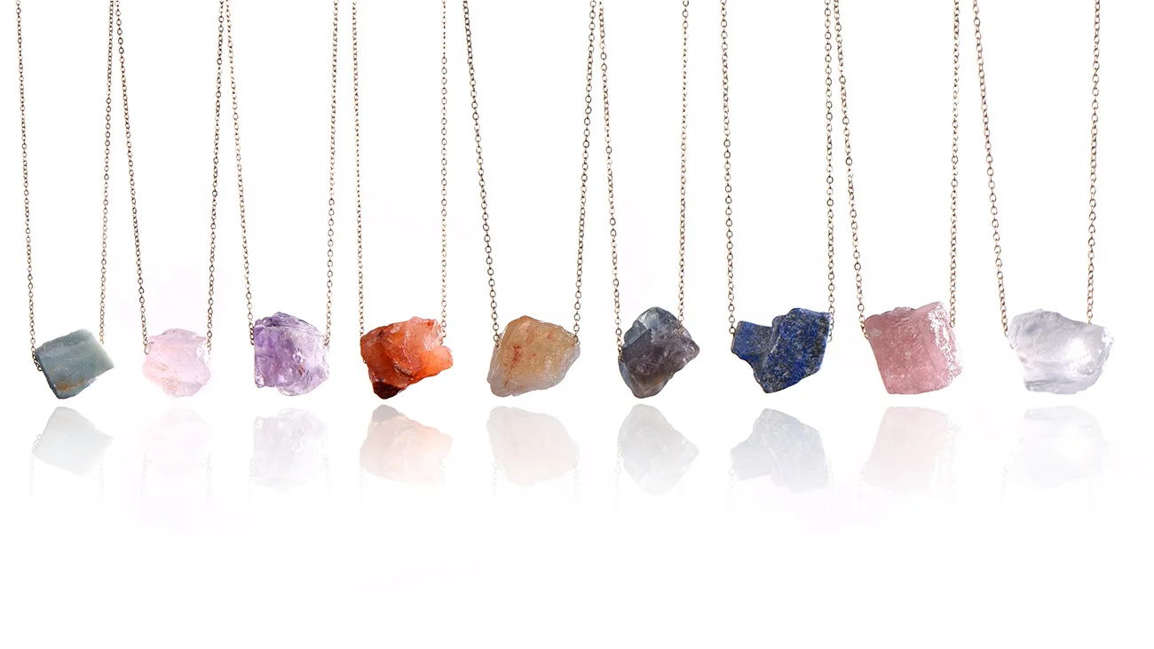 Gold Plated Raw Irregular Geode Purple Natural White Stone Amethyst Aura Crystal Raw Quartz Pendant Necklace For Girl Women
