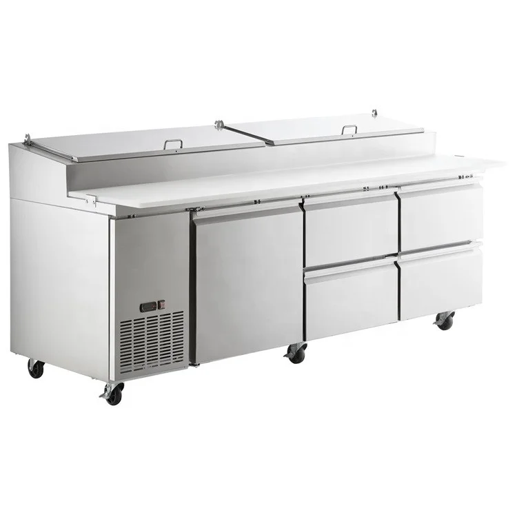 72 Inches Commercial Refrigerated Sandwich Pizza Preparation Counter Station Table With 4 Drawers