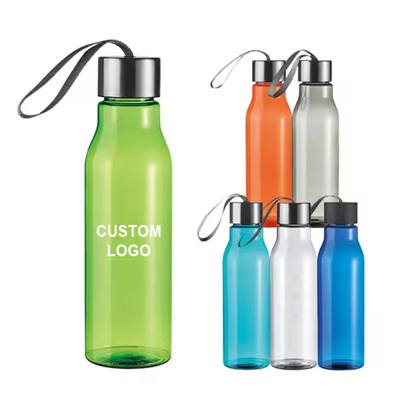 Eco friendly BPA free Clear Plastic Drinking Travel Bottle Reusable Water Cup Water Bottle With Tethered Lid
