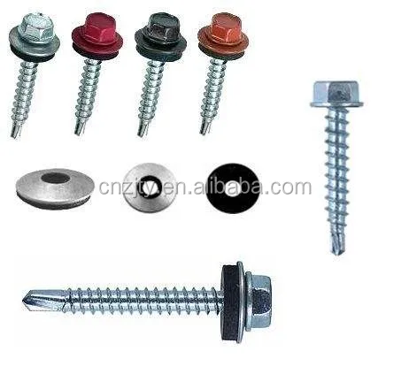 Galvanized drilling screw,zinc roofing screw with bonded washer