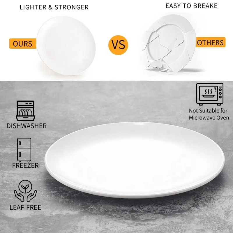 Best Selling Modern Melamine White Dinnerware Plates Vaisselle Unbreakable Melamine Dishes Wholesale