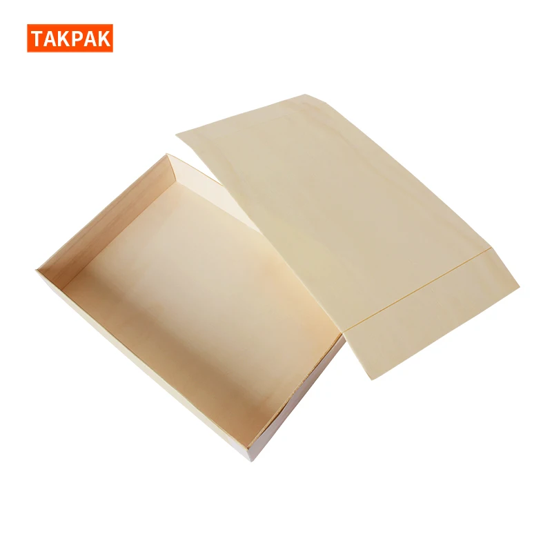Biodegradable Wholesale Wooden Japanese Takeaway Food Packaging 4 Compartment Disposable Tiffin Bento Lunch Meal Box