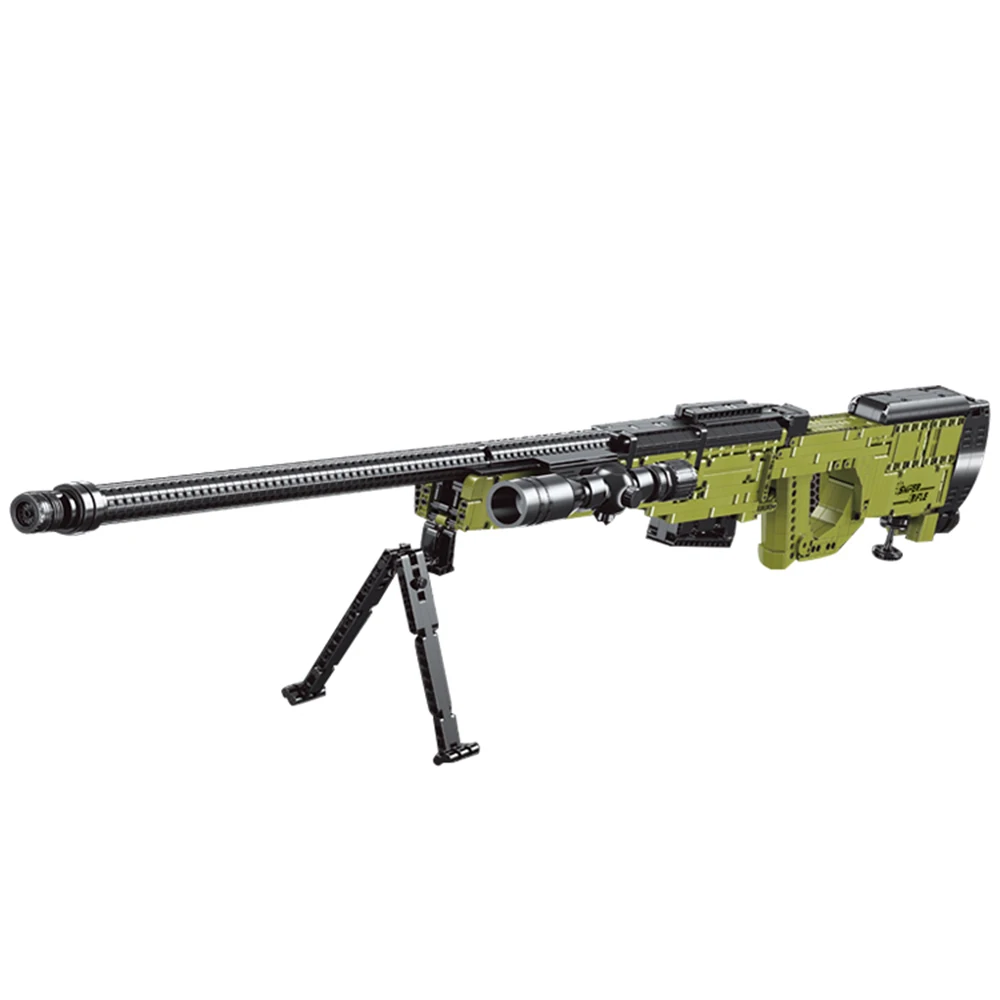 Hot selling Mould King 14010 Sniper Rifle Block Gun Puzzle Toy PUBG AWM launchable weapon