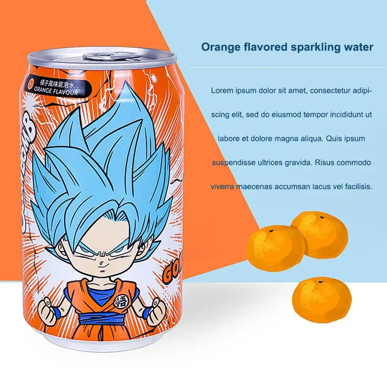 330ml Dragon ball ocean bomb soft Exotic drink Soda Sparkling Water peach Flavor Drinks asian drink