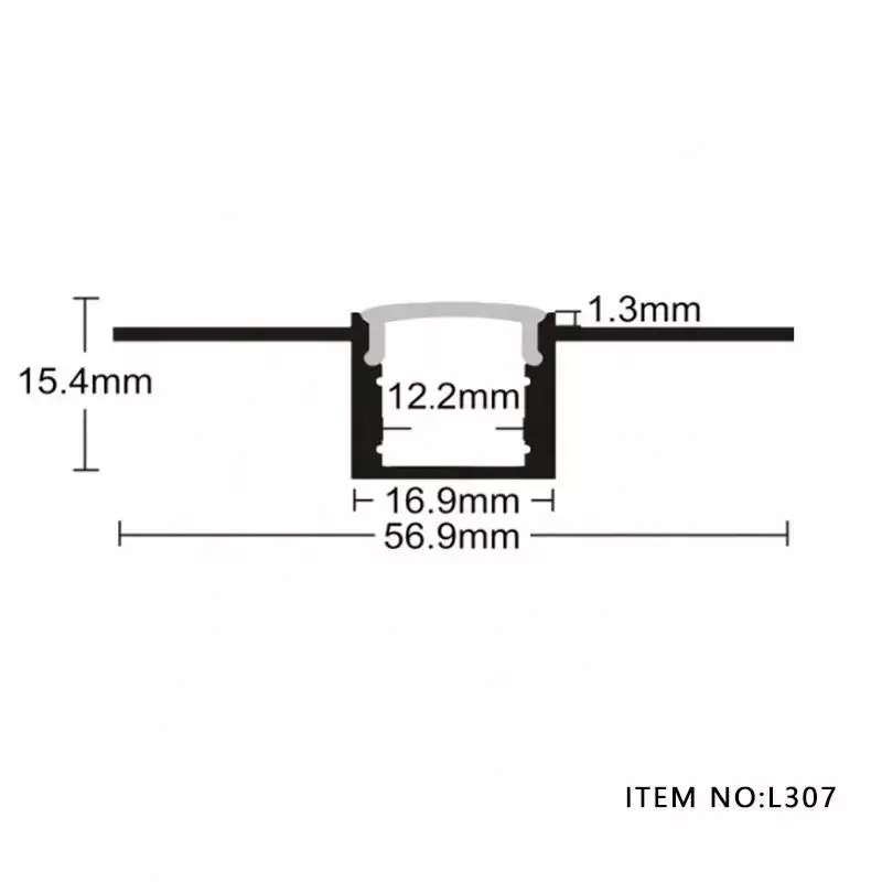 U Shape Extrusion Aluminum Profiles Flat LED Linear Profiles With Flexible LED Strips for Drywall Plastering Corner LED Profiles