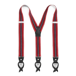 Hot Sales Custom Design Logo Stripe Pattern Leather Elastic Brace Suspenders belt for men