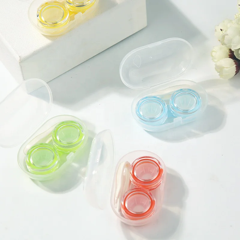 pocket mini oval transparent contact lens case cute wholesale custom lens contact case with contact lens holder