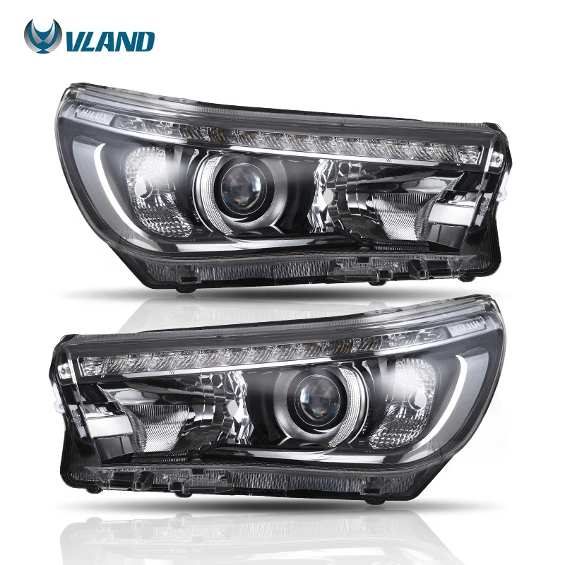 VLAND wholesales factory manufacturer sequential Revo Vigo Recoo headlight 2015-UP LED head lamp For Toyota Hilux