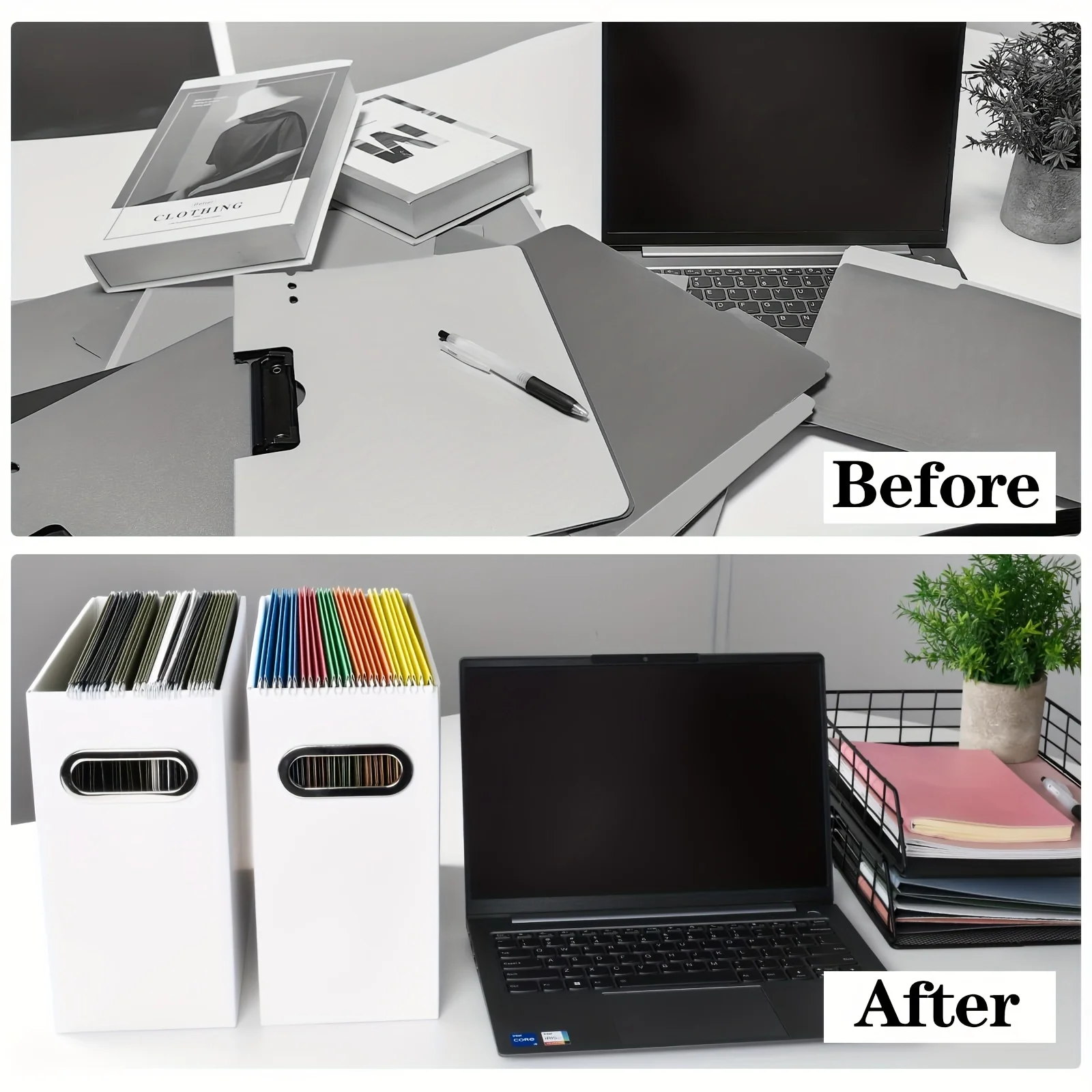 Recycled Foldable File Folder Storage Box Paper Cardboard File Archive Box with Handle for Home School Office