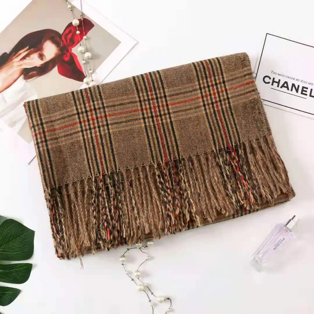 
New designer trendy custom fashion Polyester brushed large plaid scarf Warm ladies scarf designer scarf styles 
