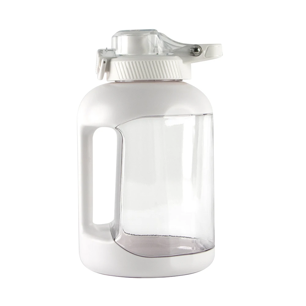 Light Gray Eco-Friendly 1500ml BPA FREE Gym Clear Tritan Drinking Plastic Sports Water Bottle With Straw And Handle