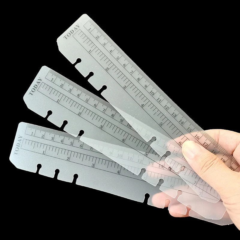 A5/A6/A7 black PP ruler with 6 rings binder ,plastic ruler custom for planner , white print ruler