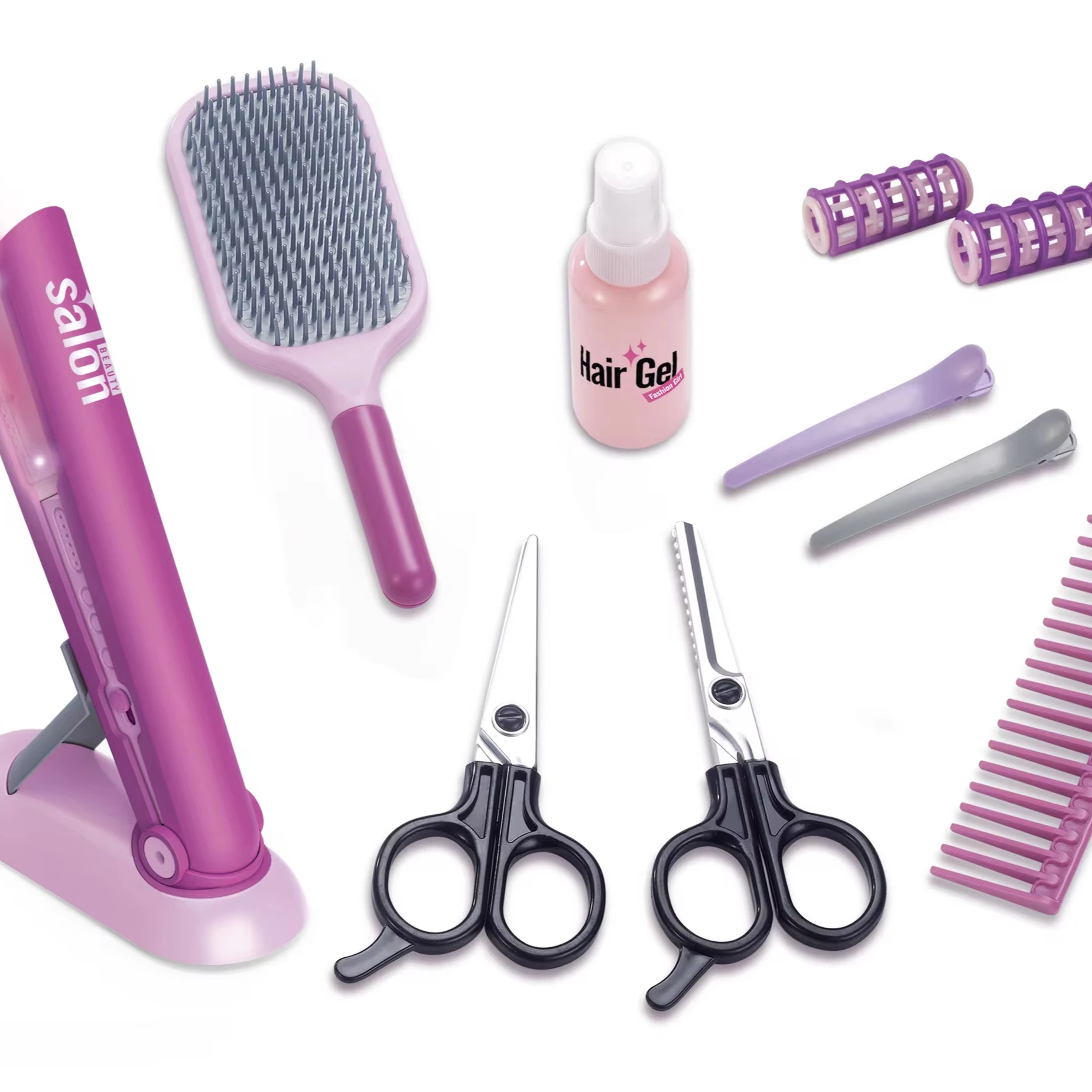 Girls Princess Game Beauty Simulated Kit Salon equipments with fun accessories hair gel Electric Perm and hair dryer toys