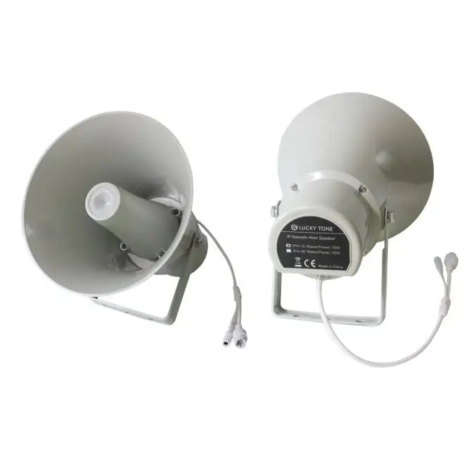 IP PA Network Outdoor Audio Paging System 15W IP66 Waterproof POE Power Horn Speaker with Built-in Amplifier IP PA Horn Speaker