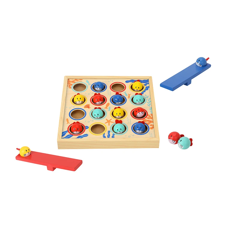 Wooden Magnetic Fish Diving Toy Marine Cognition Early Education Fish Game Montessori Toys for Kids