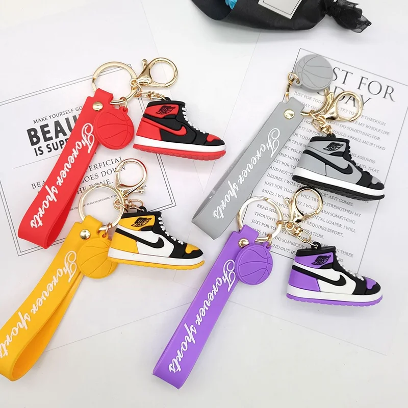 3D Custom High Quality Pvc Key Ring Silicone Aj Shoes Keychain Couple Models Cartoon Red Black Nike Sneaker Keychain