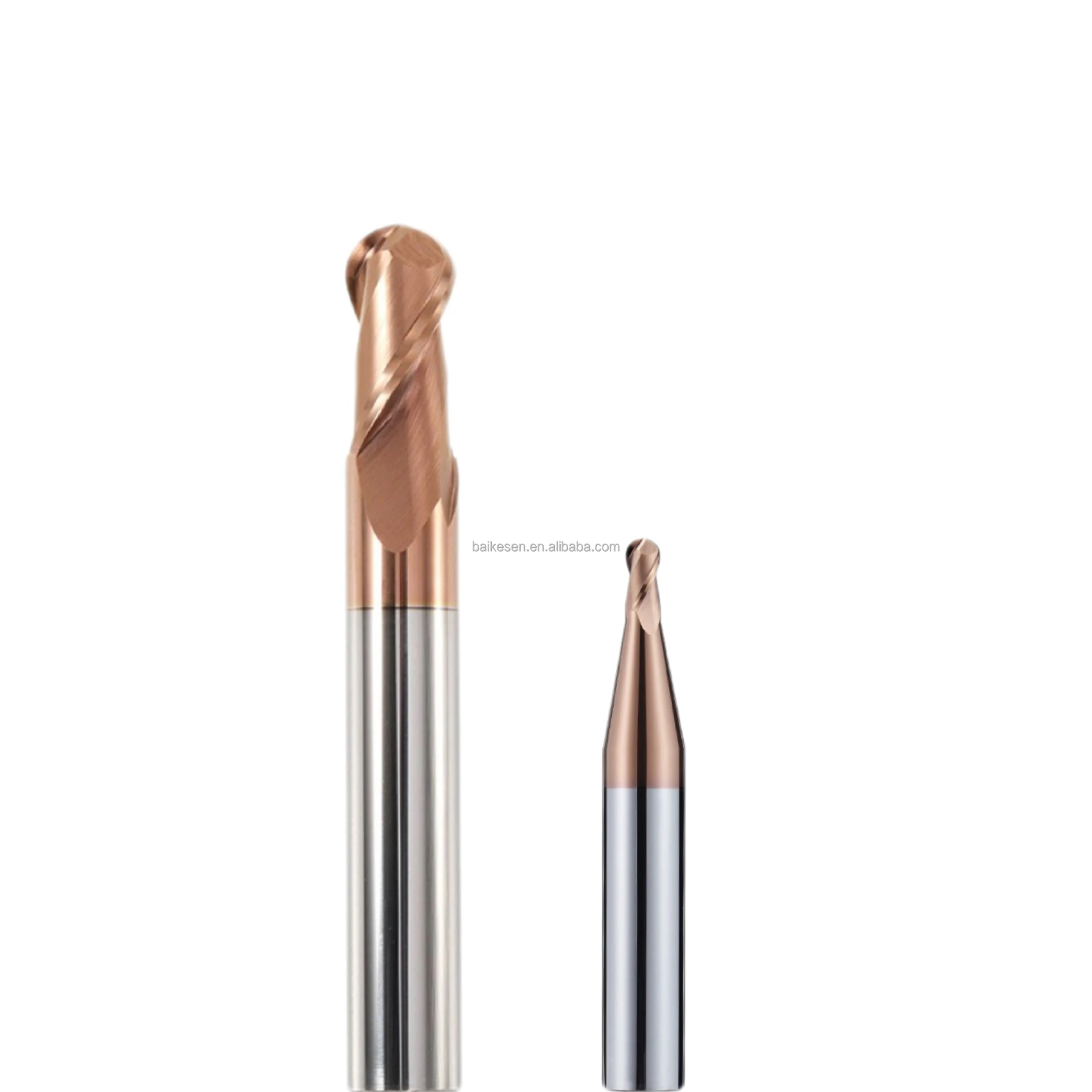 BKS Cemented Solid Carbide Ball Nose End Mill 2 or 4 Flutes Ballnose End Mill Cutter For steel