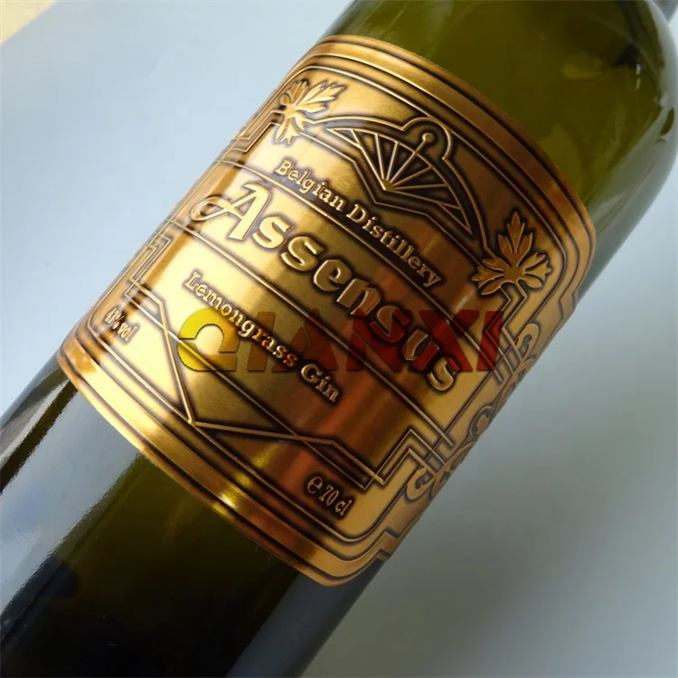 Personalized embossed gold foil sticker Adhesive wine bottle label