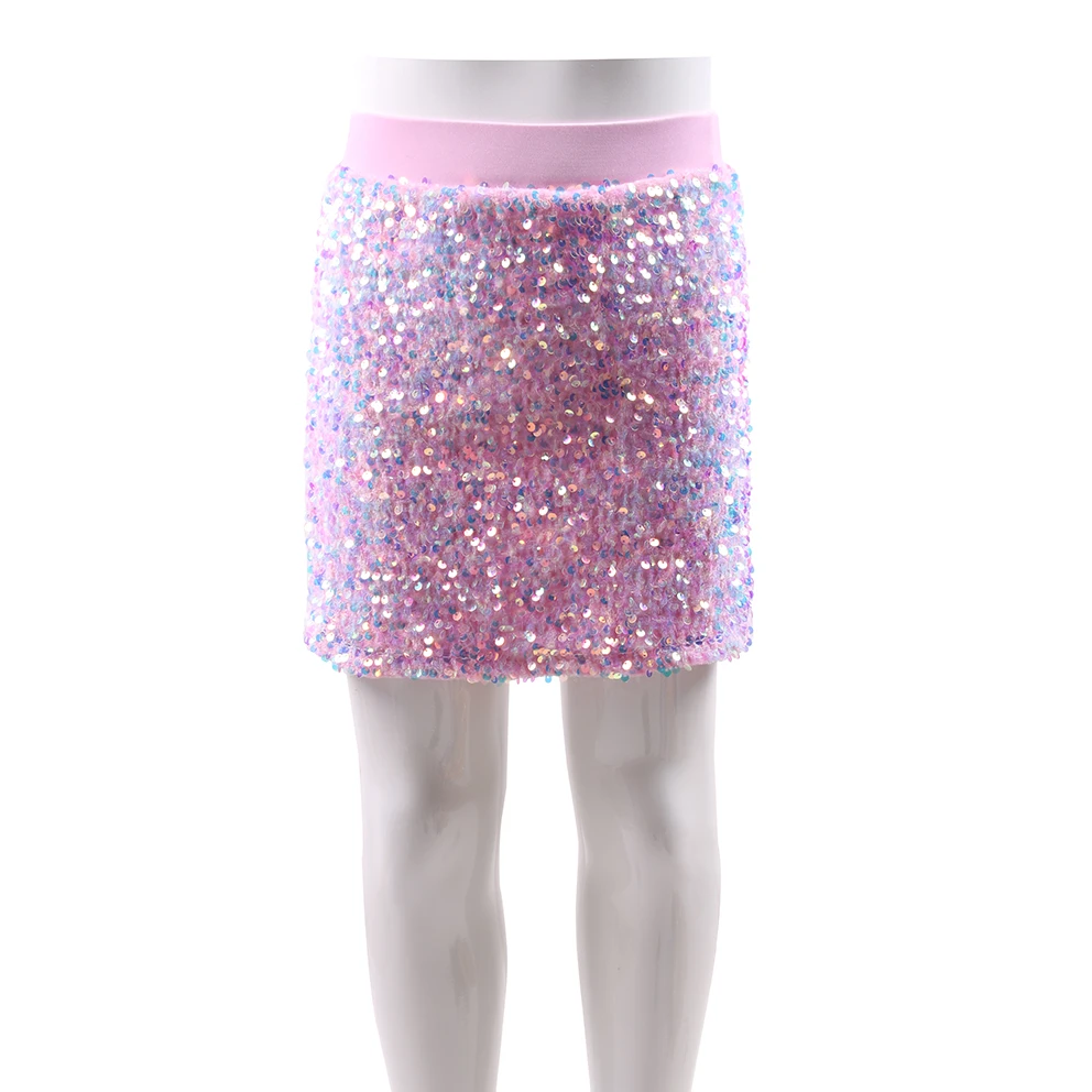 Hot Selling Solid Color Dress For Girls Toddlers Kids Little Girls Sparkly Sequin Mini Skirt