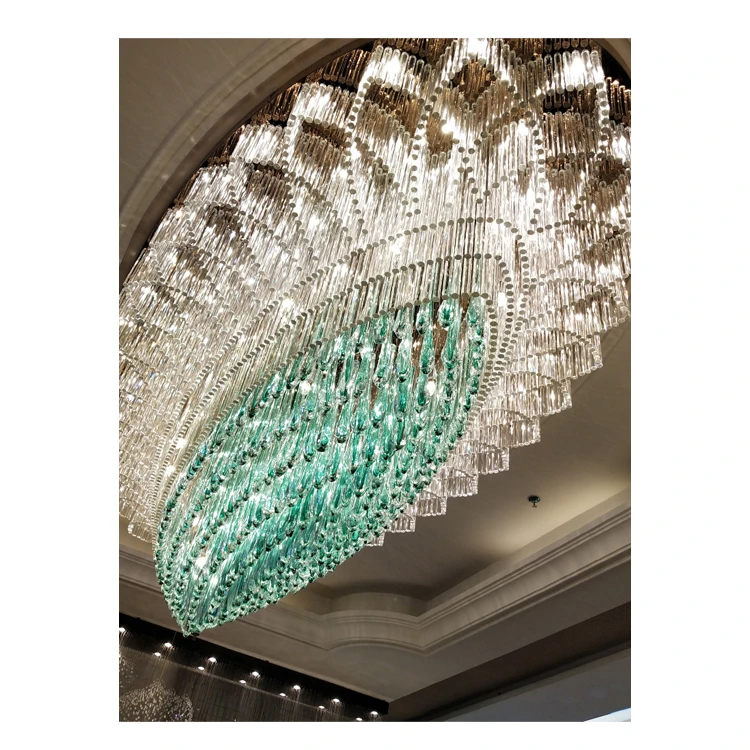 Customize tiffany blue art glass chandelier lamp Rainfall Ocean Style Glass Chandelier