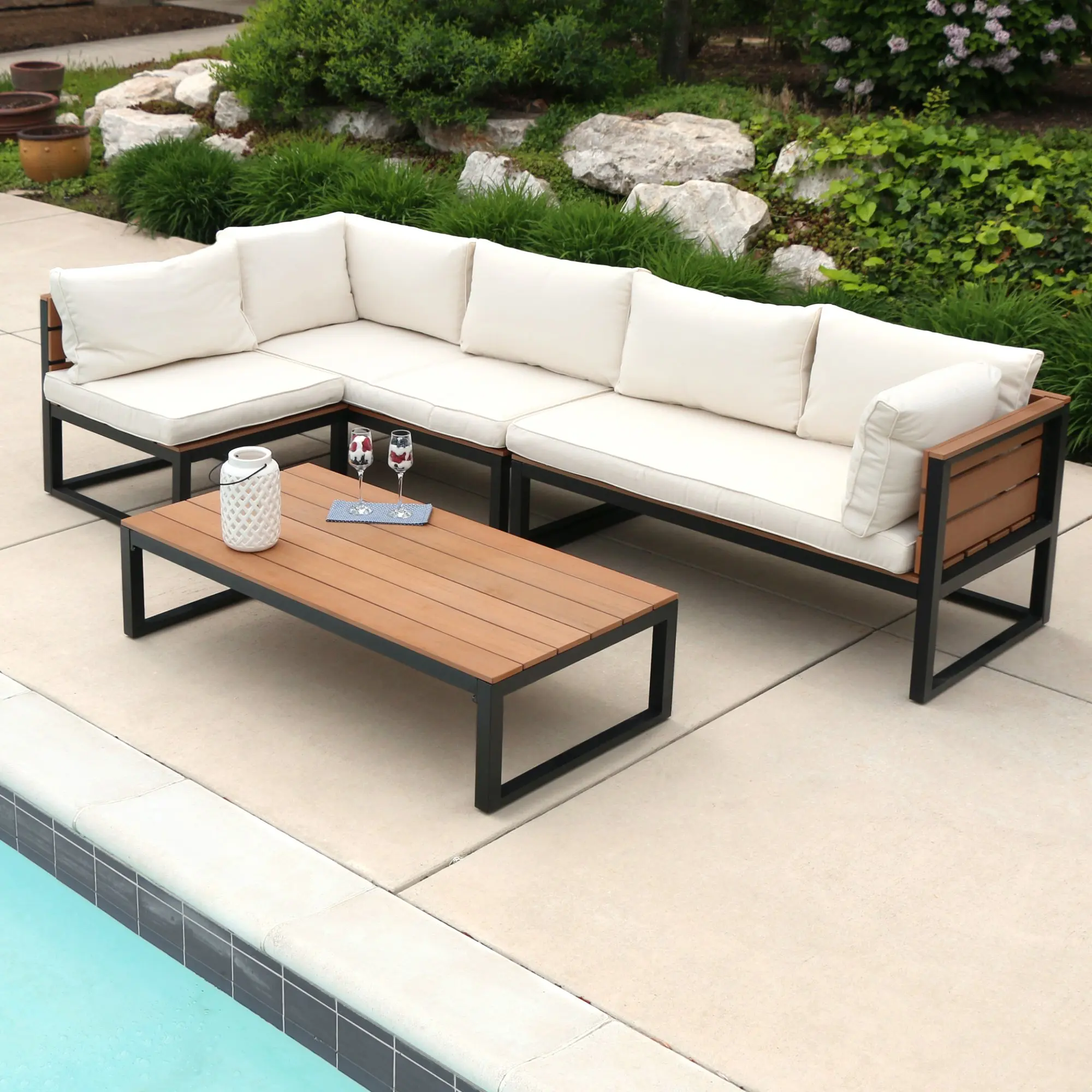 Wholesale patio furniture sets luxurious outdoor garden set modern design corner sofa set