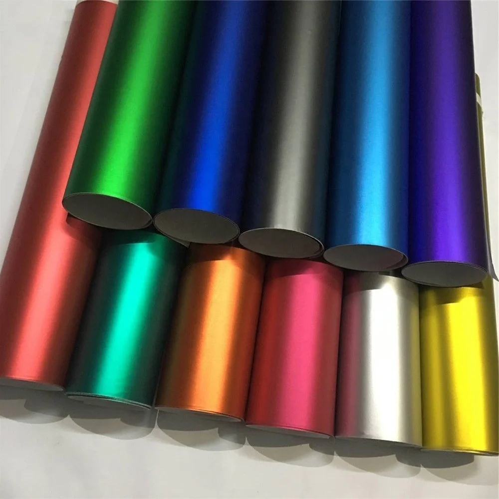 Premium 5x60ft Self Adhesive Red Matte Satin Ice Chrome Vinyl Wrap Auto Foil