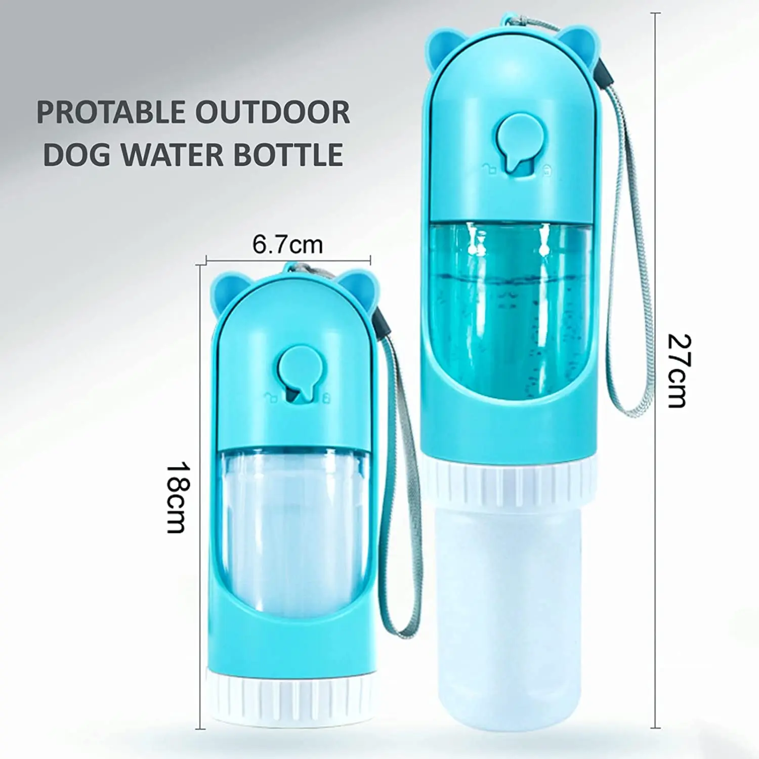 2 In1 Portable Dog Water Bottle Dispenser Retractable Leak Proof Doggy Water Bottle with Drinking and Feeding Function