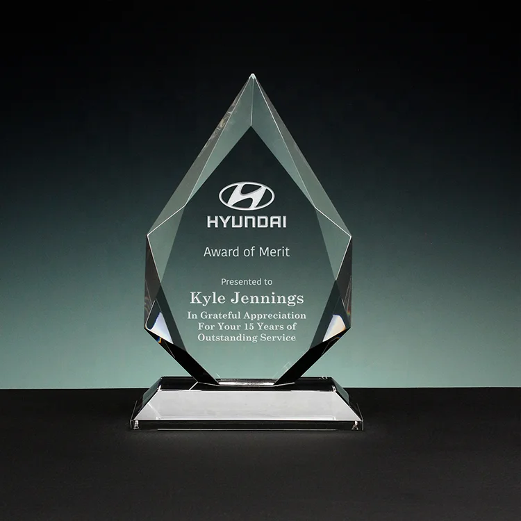 MH-JB087New Design Trophy Award Crystal Custom Logo Trophy Crystal Glass Plaque