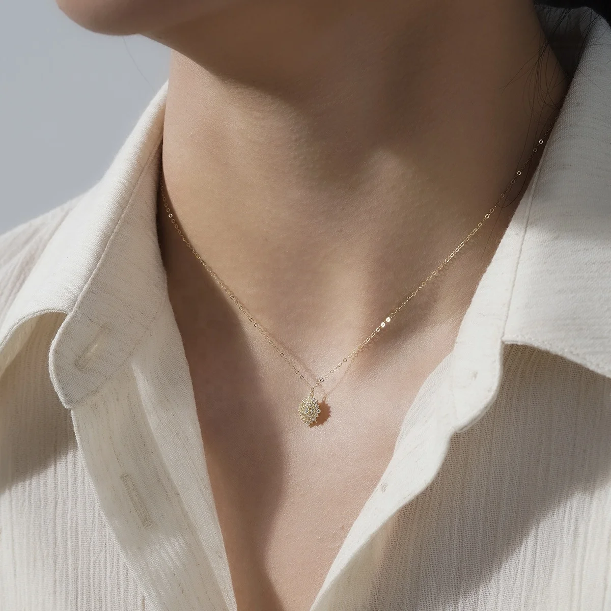 18k jewelry women necklace spherical zircon chain Custom Brazilian chain diamond Mosan daily wear accessories Necklace