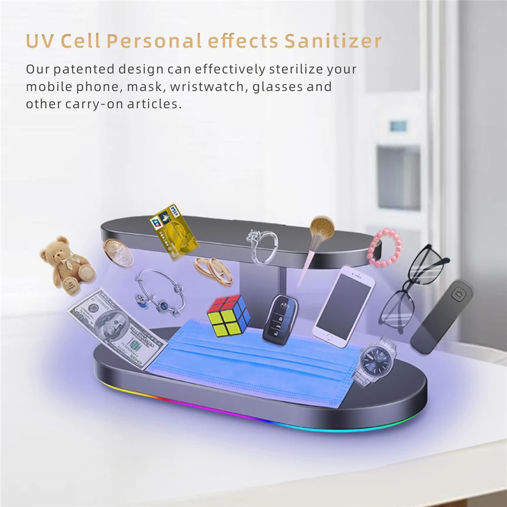 UV light 3 in 1 wireless charger stand fast 15W for Airpod and smart watch Universal qi wireless charger