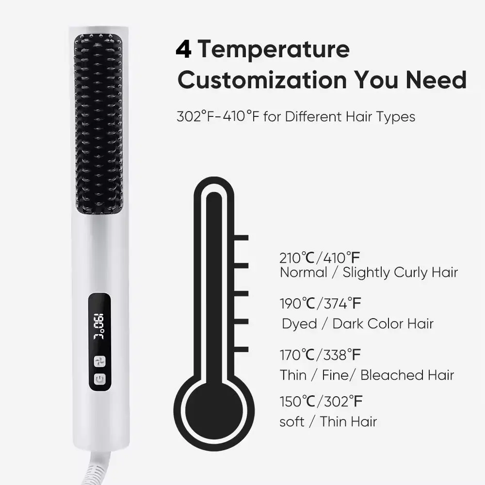 2 In 1 Straight Hair Comb Wireless Hair Straighten Oem Color Hair Straightener Comb Electric