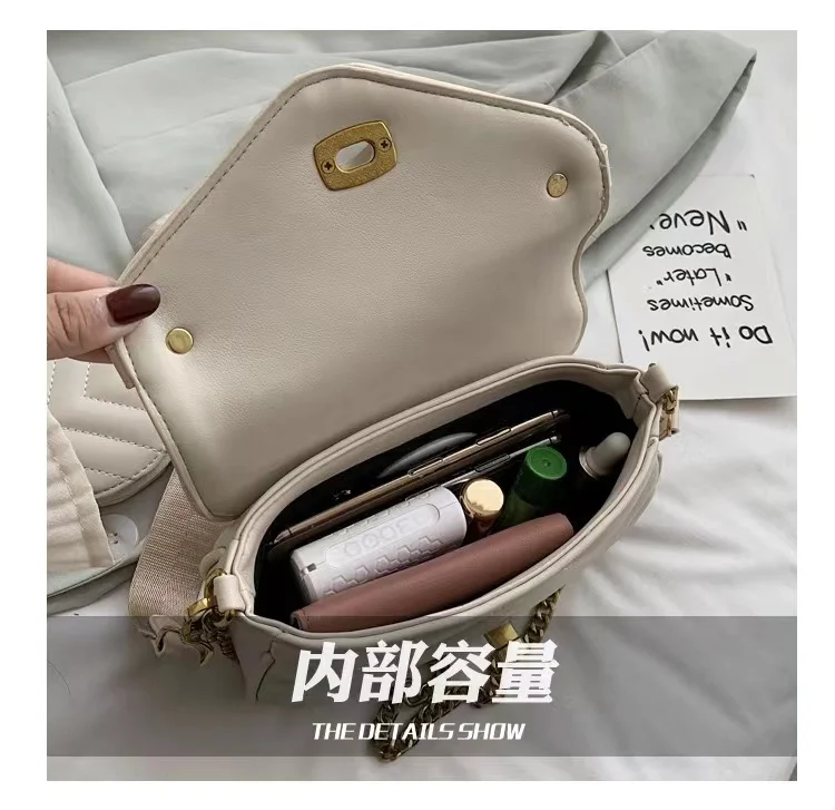 Summer new embroidery thread PU leather chain female bag two-piece set women`s shoulder bag ladies handbag women`s crossbody bag