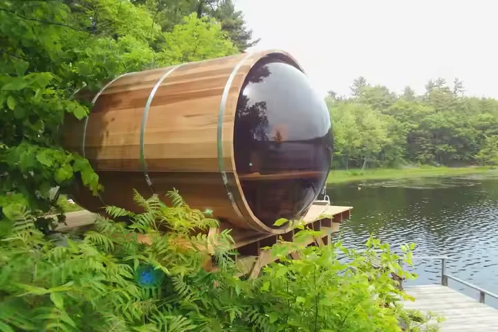 Cedar Barrel Sauna Panoramic Glass Barrel Outdoor Steam Sauna Room
