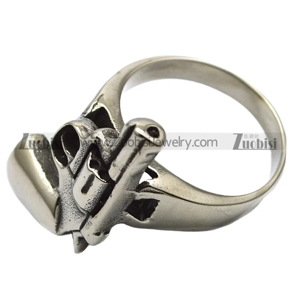 Bestselling high-end unique design silver carved pistol accessory ring