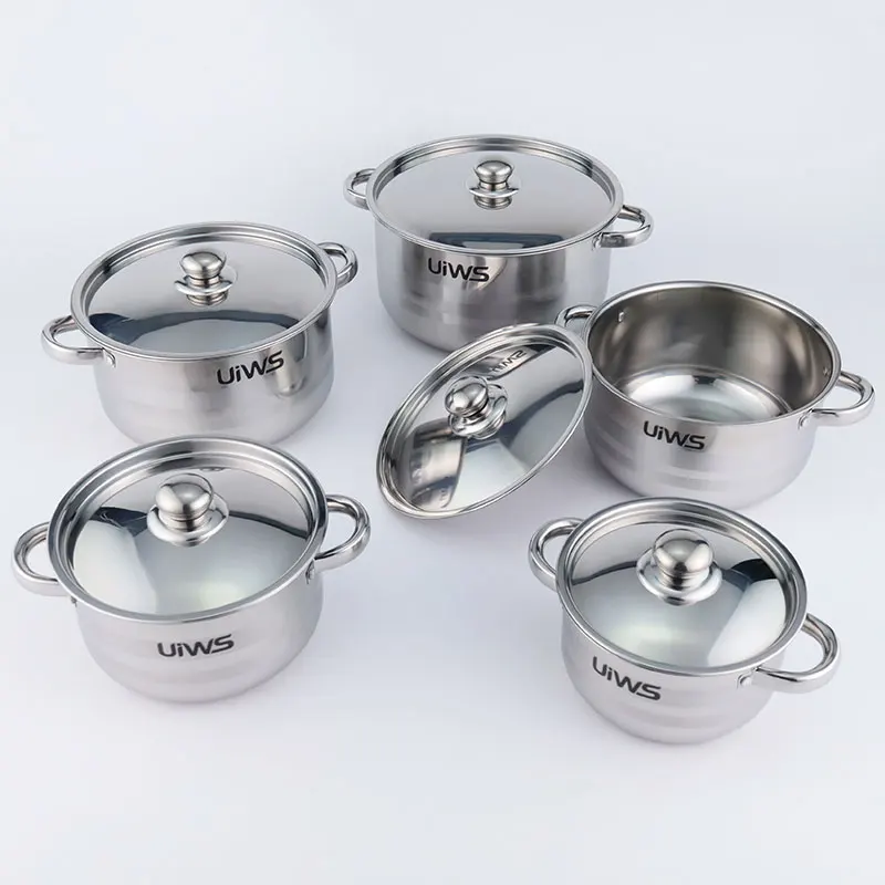 10pcs Cooking pot set stainless steel cookware set kitchen soup pot set