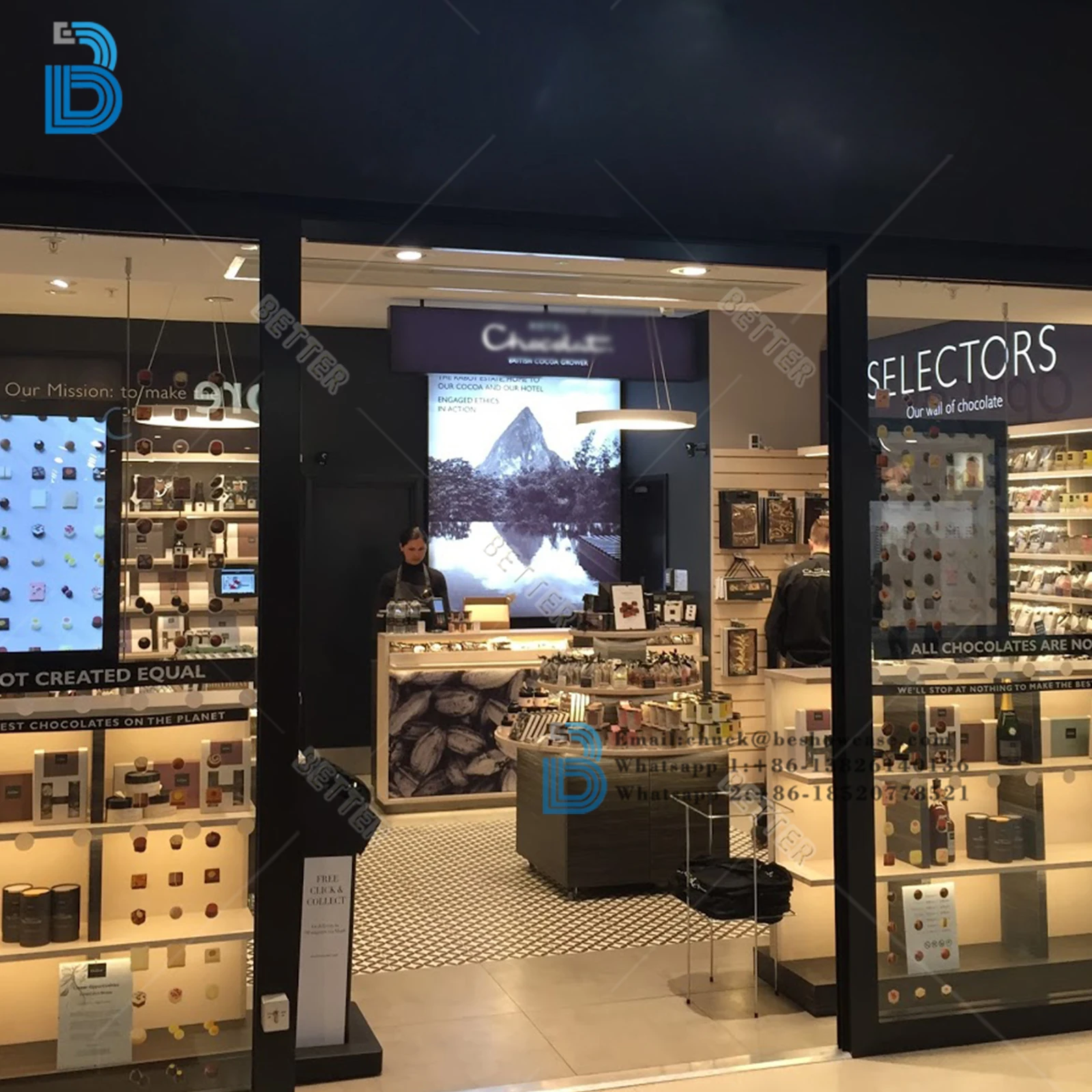 Retail Dessert Shop Fittings Decoration Interior Design Bakery Store Furniture Display Showcase