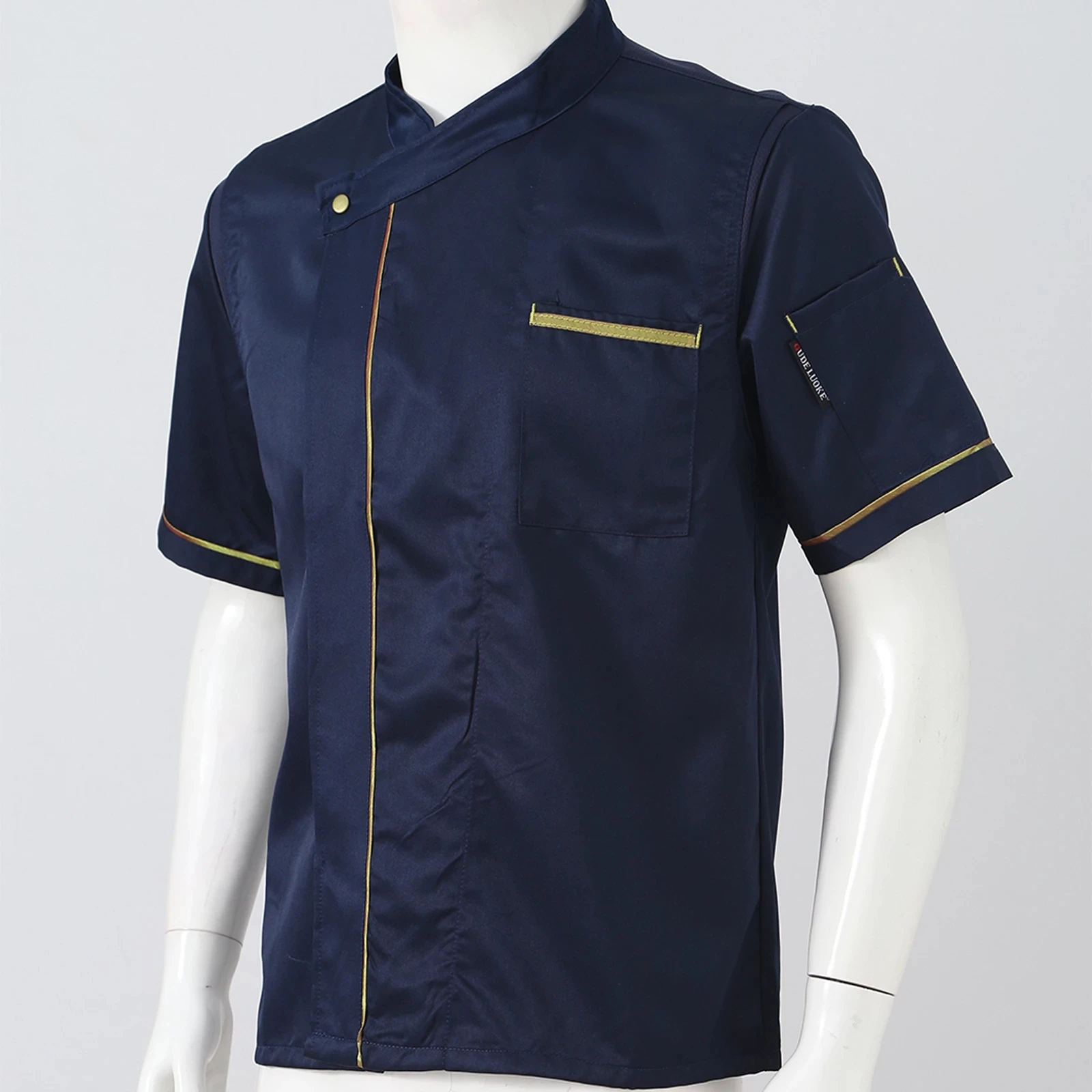 Summer Silky Man Woman  Kitchen Chef Uniform Short Sleeve Work Shirt