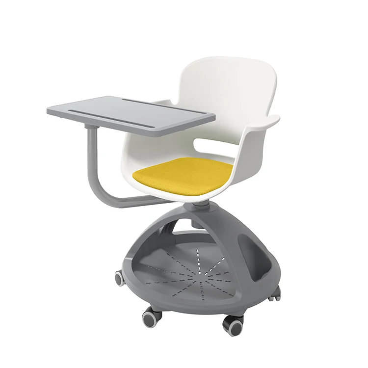 Student Chair With Writing Tablet School Classroom Chairs With Wheel 360 Swivel Chair With Writing Pad