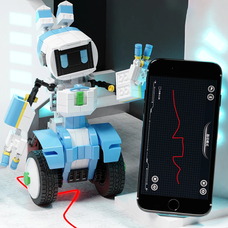 Popular Child Phone Control Eletronie USB Charging Walking  Programing Chain Linkage Smart Robot Toys