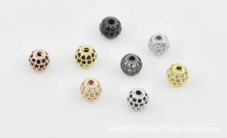 Wholesale Copper Micro Inlaid Diamond Ball DIY 6MM Circular Separated Zircon String  Loose Grain Micro Inlaid Hand Beads Jewelry
