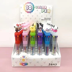 Cute cartoon 3 beautiful Euro 10 color ball pen primary and secondary school students cute animation multi-color animation in th