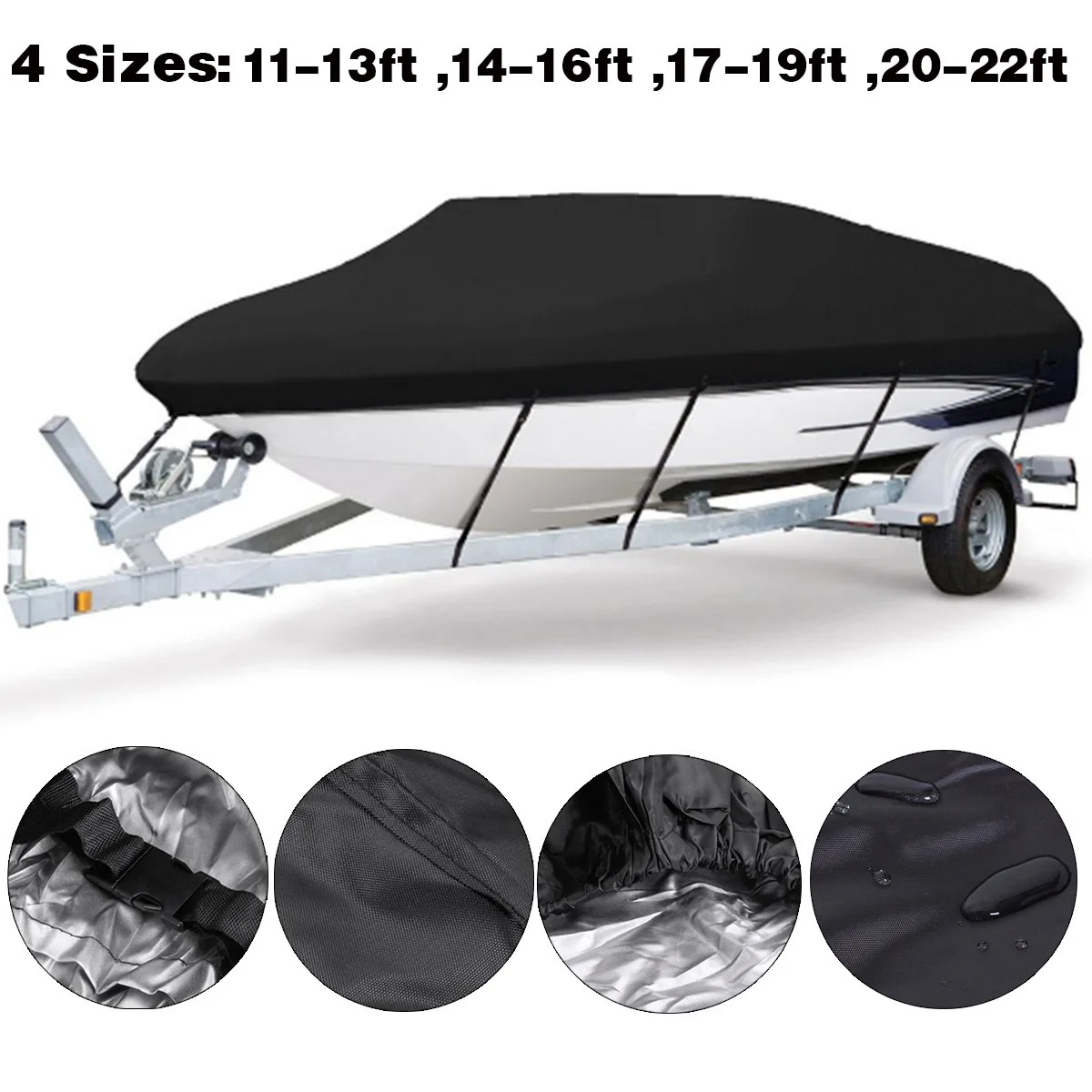 2022 Nice Quality UV Protection Waterproof Boat Motor Cover Universal Fabric Trailerable 600D Boat Covers