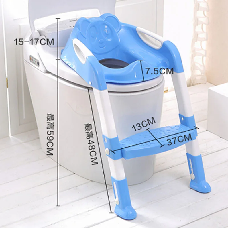 
Comfortable Safe Potty Seat Potty Chair with Anti-Slip Pads Ladder (Pink and Blue) 