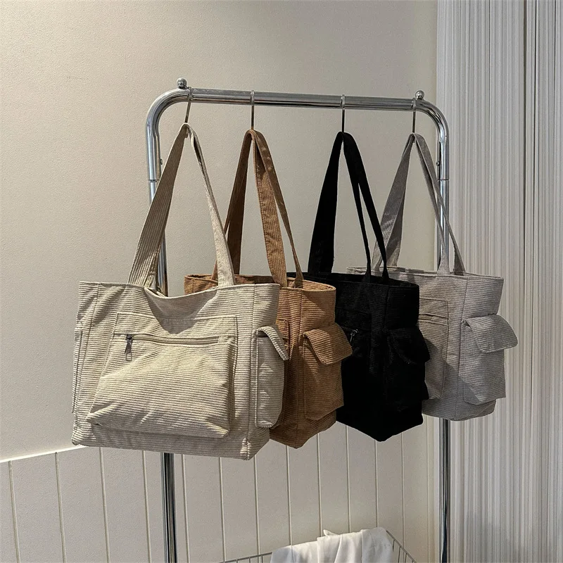 RU Wholesale tote bag college fashion handbags with pocket and zipper