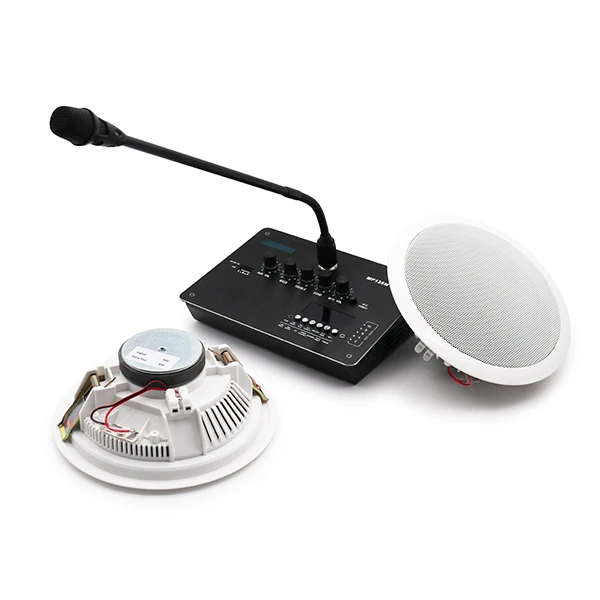 Wireless Desktop Gooseneck Remote Paging Microphone with 100v Amplifier 2 ceiling speakers