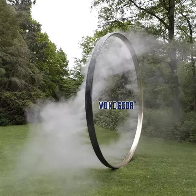 wonders Modern Metal Ring Statue arch huge stainless steel cloud mist arch park lawn decoration fountain sculpture
