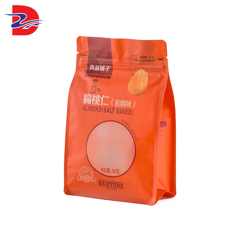 Hot Sales Double-Sided Glossy Nuts Leisure Food Window Zipper Lock Stand Up Packaging Pouch