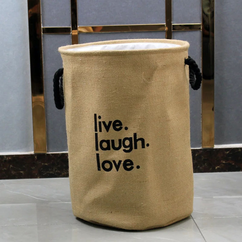 Simple barrel dirty clothes storage basket bedroom sorting storage basket  cotton linen laundry basket